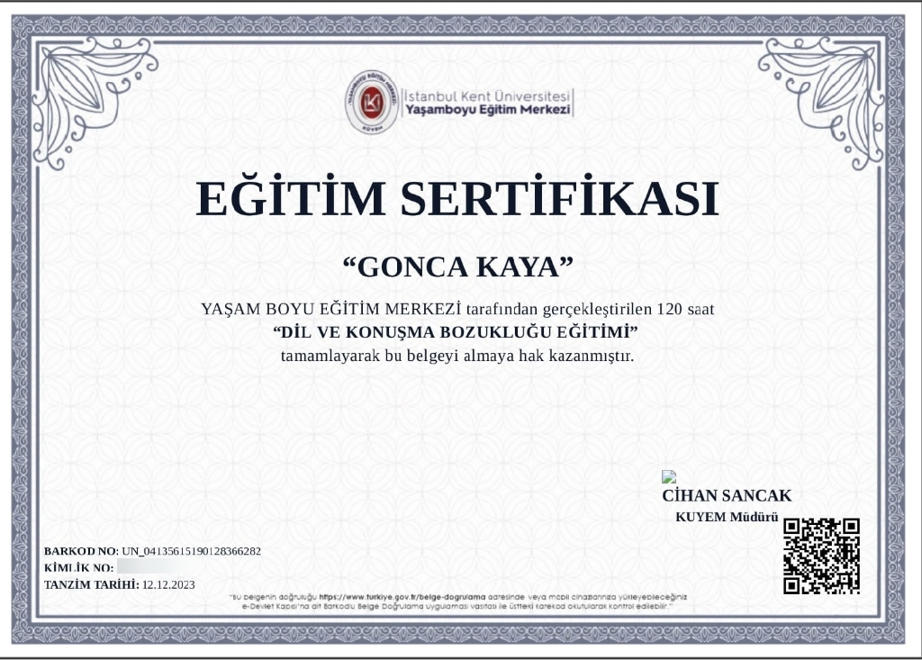 Dil ve Konuşma Bozukluğu Eğitimi Sertifikası
